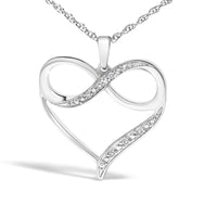 .925 Sterling Silver Diamond Accent Infinity Heart Love Pendant Necklace (J-K Color, I2-I3 Clarity) - 18