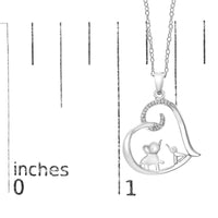 .925 Sterling Silver Double Elephant Diamond Accent Heart Pendant Necklace - Size 18 Inches (J-K Color, I2-I3 Clarity)