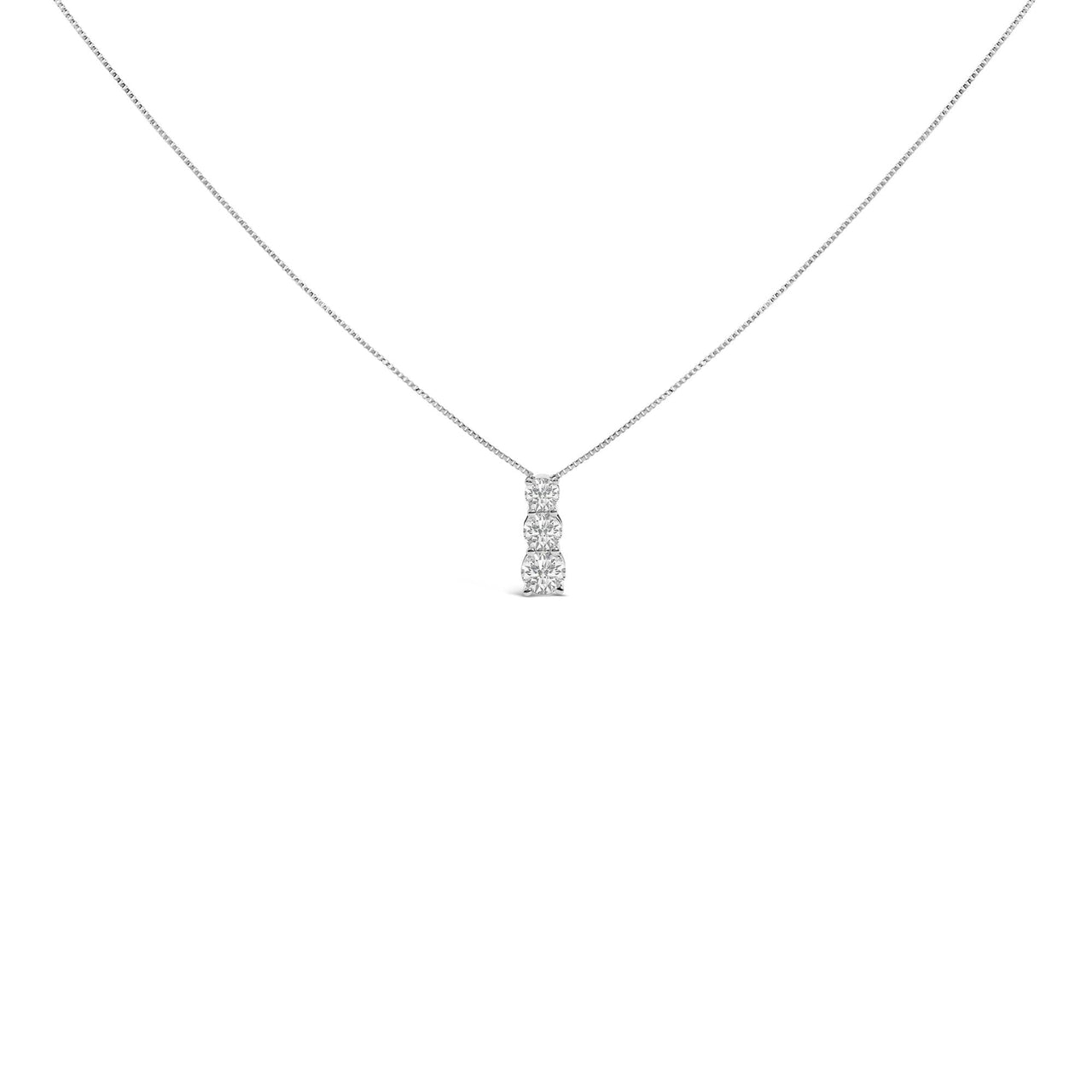 14K Gold 1/2 Cttw Lab Grown Diamond Three Stone Pendant Necklace