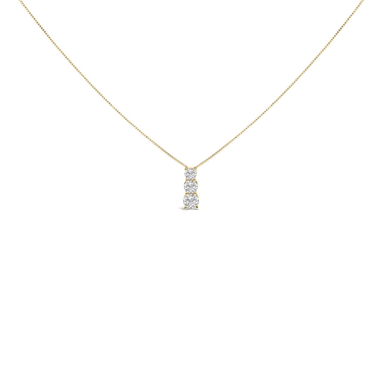 14K Gold 1/2 Cttw Lab Grown Diamond Three Stone Pendant Necklace