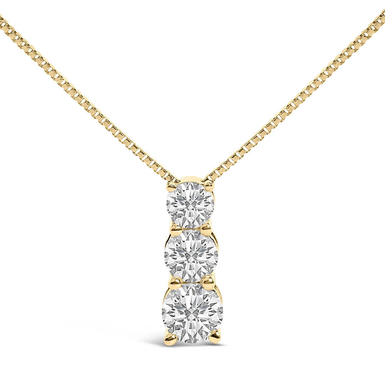 14K Gold 1/2 Cttw Lab Grown Diamond Three Stone Pendant Necklace