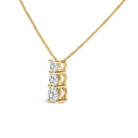 14K Gold 1/2 Cttw Lab Grown Diamond Three Stone Pendant Necklace
