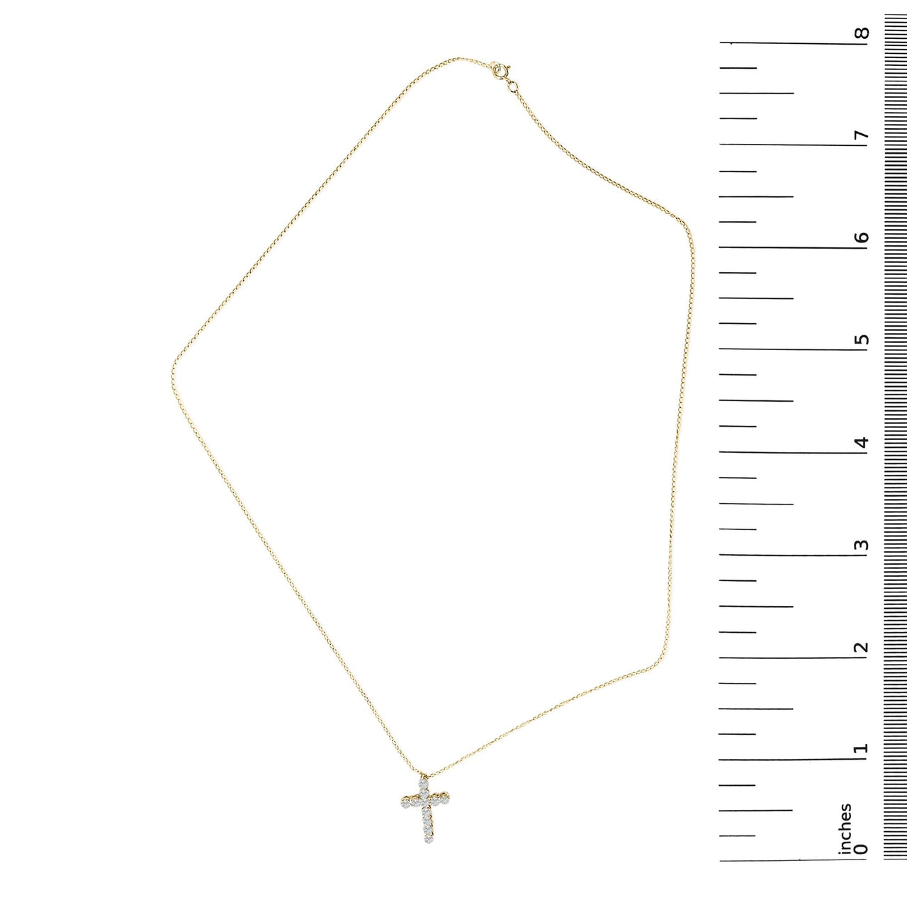 14K Gold 1/2 Cttw Lab Grown Diamond 11 Stone Cross Pendant Necklace