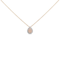 14K Rose Gold Plated Sterling Silver 1/4 Cttw Diamond Teardrop Halo Pendant Necklace