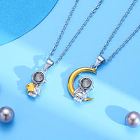 Custom Projection Necklace Astronaut Space Moon Star Couple Gifts
