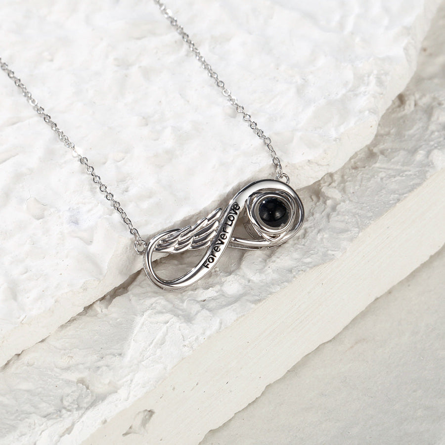 Custom Projection Necklace Engraved Forever Love Infinity Necklace Silver
