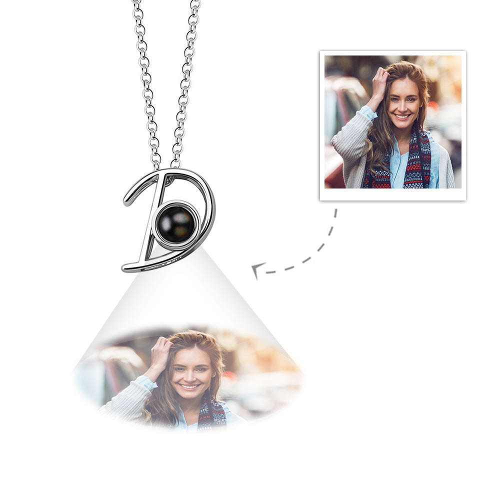 A-Z 26 Letters Custom Projection Necklace 925 Sterling Silver