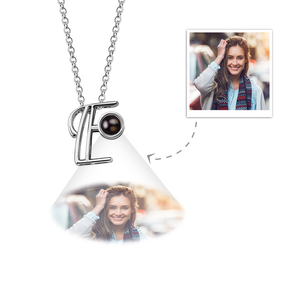 A-Z 26 Letters Custom Projection Necklace 925 Sterling Silver