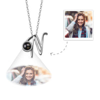 A-Z 26 Letters Custom Projection Necklace 925 Sterling Silver
