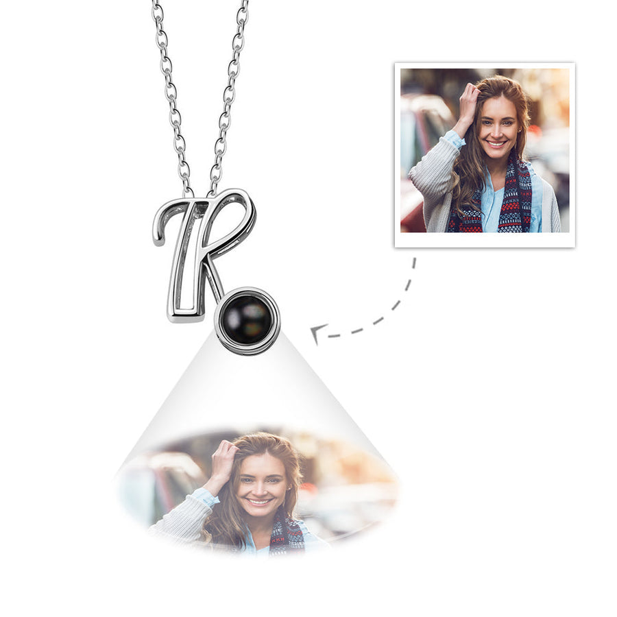 A-Z 26 Letters Custom Projection Necklace 925 Sterling Silver