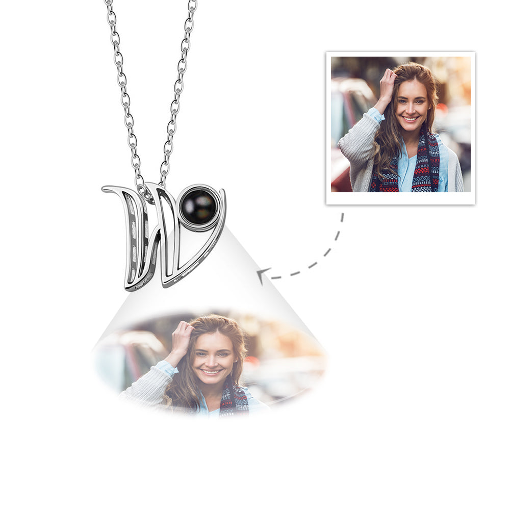 A-Z 26 Letters Custom Projection Necklace 925 Sterling Silver
