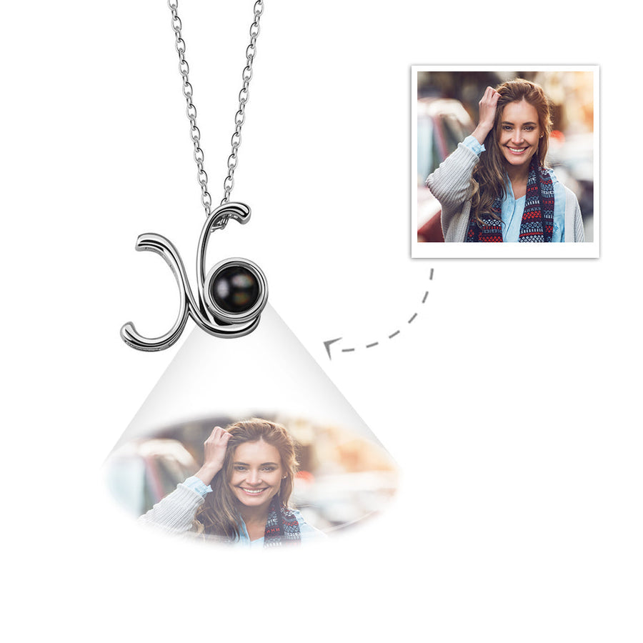 A-Z 26 Letters Custom Projection Necklace 925 Sterling Silver