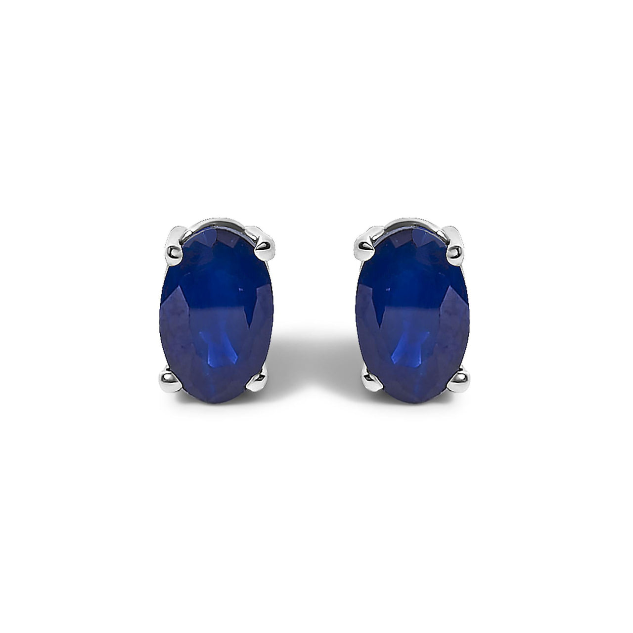 Sterling Silver 0.60 Cttw Oval Blue Sapphire Solitaire Stud Earrings