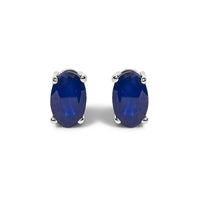 Sterling Silver 0.60 Cttw Oval Blue Sapphire Solitaire Stud Earrings