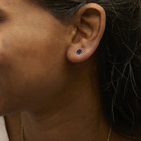 Sterling Silver 0.60 Cttw Oval Blue Sapphire Solitaire Stud Earrings