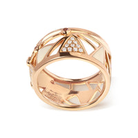 14K Rose Gold 1/3 Cttw Diamond and Pink Tourmaline Cigar Band Ring with White Enamel (G-H Color, SI1-SI2 Clarity)