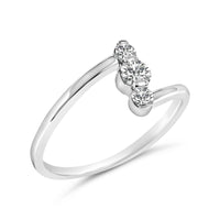 10K Gold 1/4 Cttw Lab Grown Diamond Vertical Three Stone Ring