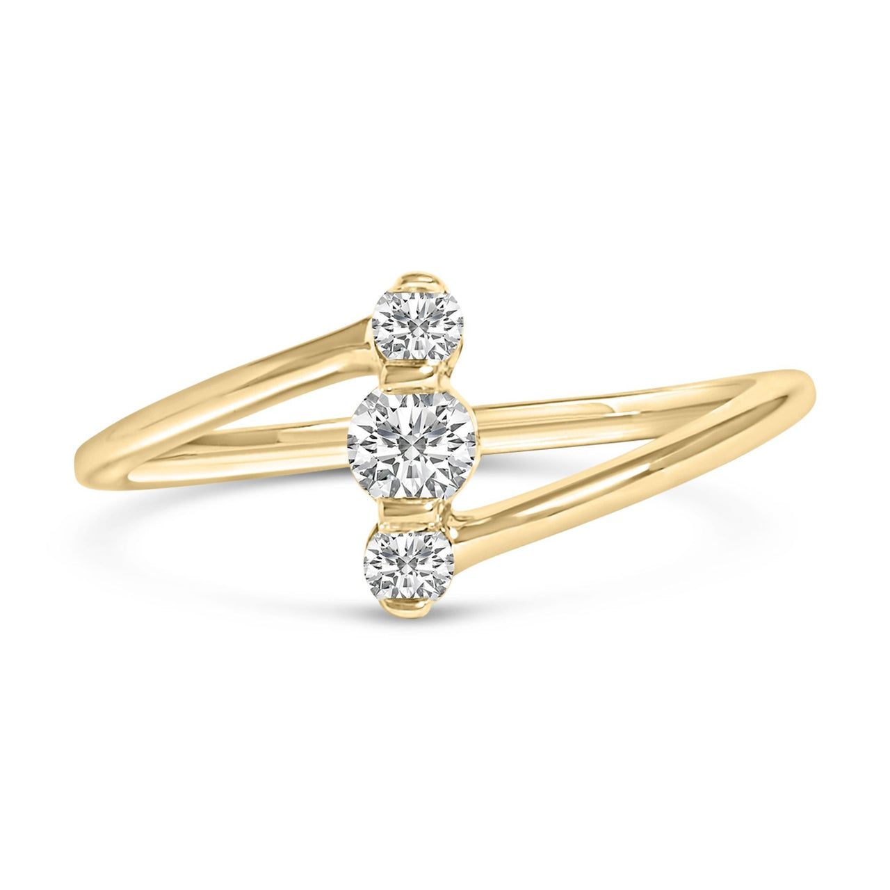 10K Gold 1/4 Cttw Lab Grown Diamond Vertical Three Stone Ring