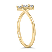 10K Gold 1/4 Cttw Lab Grown Diamond Vertical Three Stone Ring