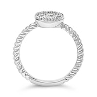 Sterling Silver 1/4 Cttw Diamond Floral Round Braided Ring