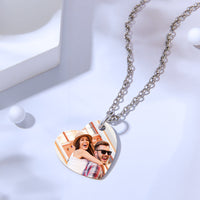 Personalized Photo Steal My Heart Couple Keychain Custom Engraved Keychain Necklace Set for Couples