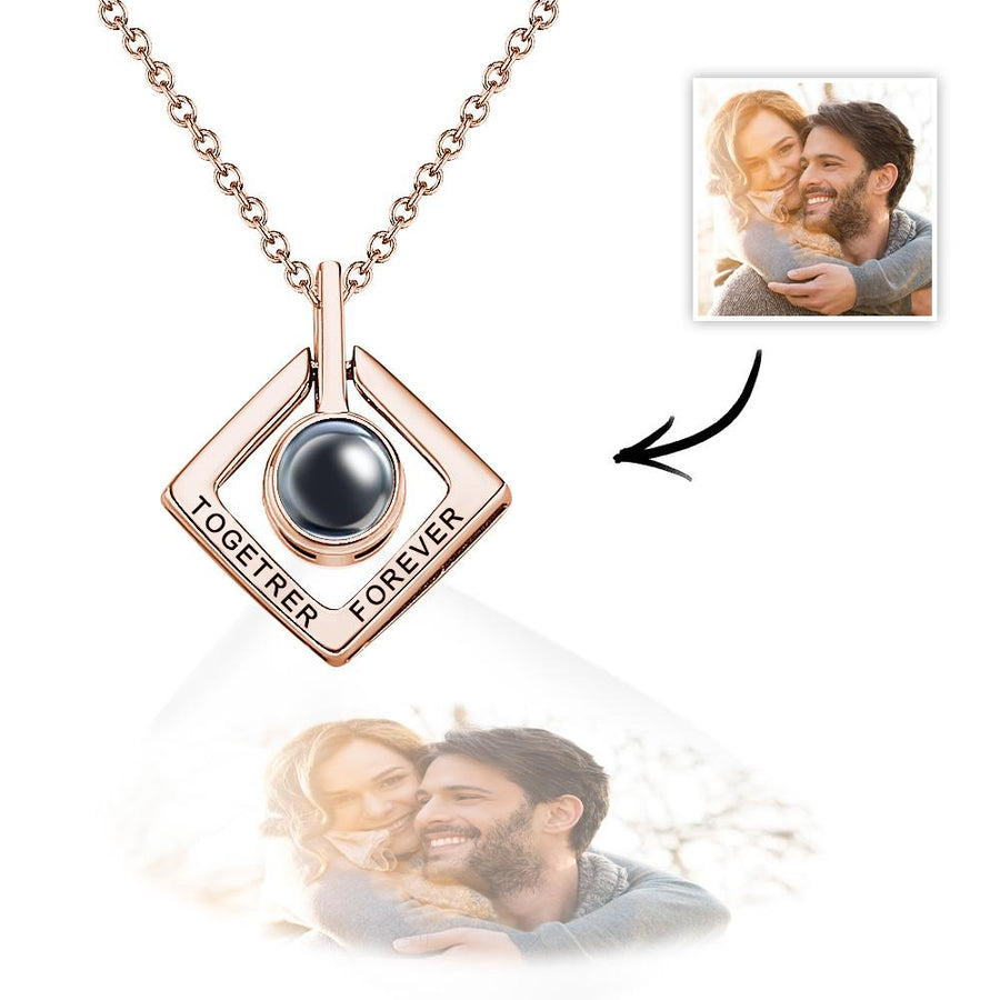 Custom Photo Projection Necklace Together Forever Geometry Gifts for Couple
