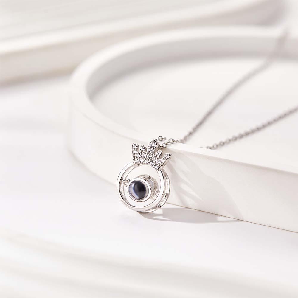 Custom Photo Projection Necklace Fashion Crown Gifts