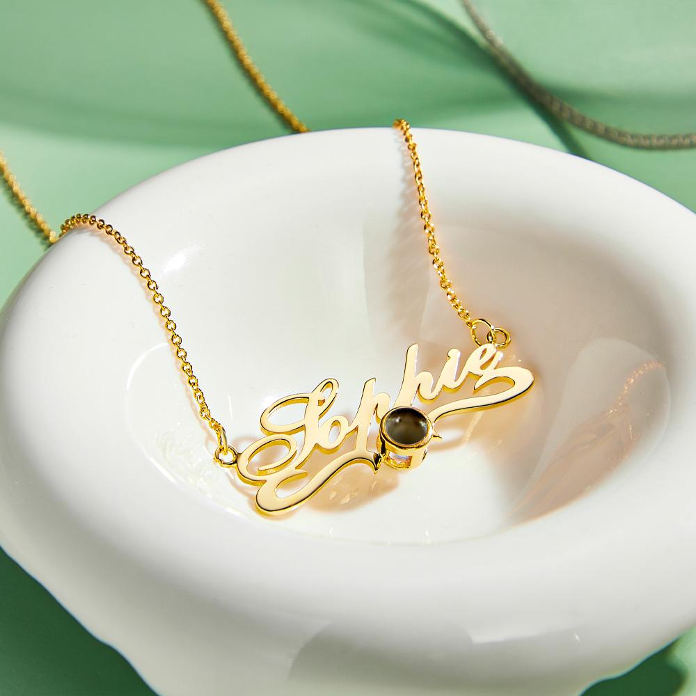 Custom Projection Neckalce with Name Simple Gifts for Couple
