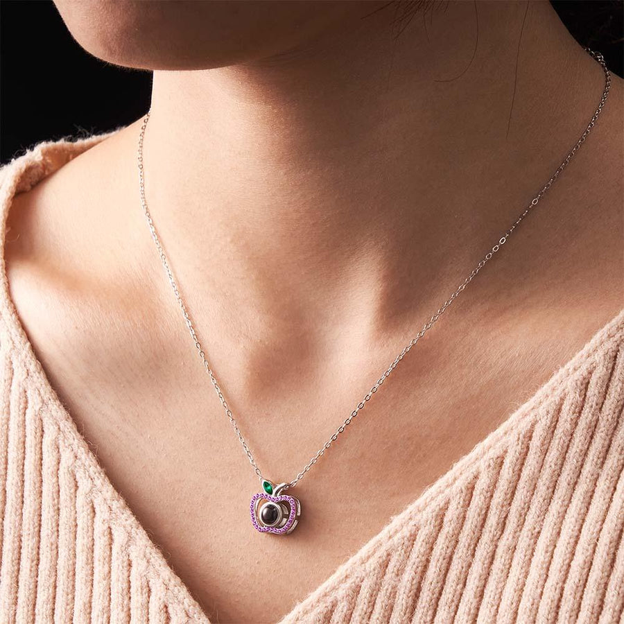 Apple CoupleCustom Photo Projection Necklace