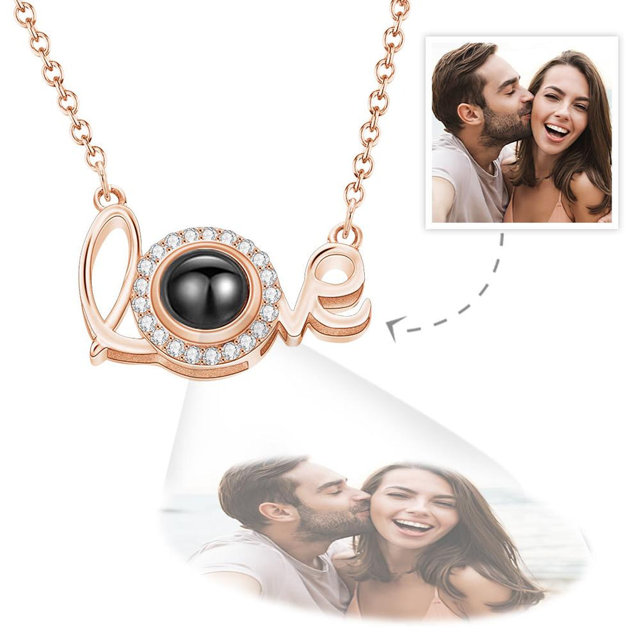 Custom Love Projection Necklace Personalized Picture Jewelry Silver