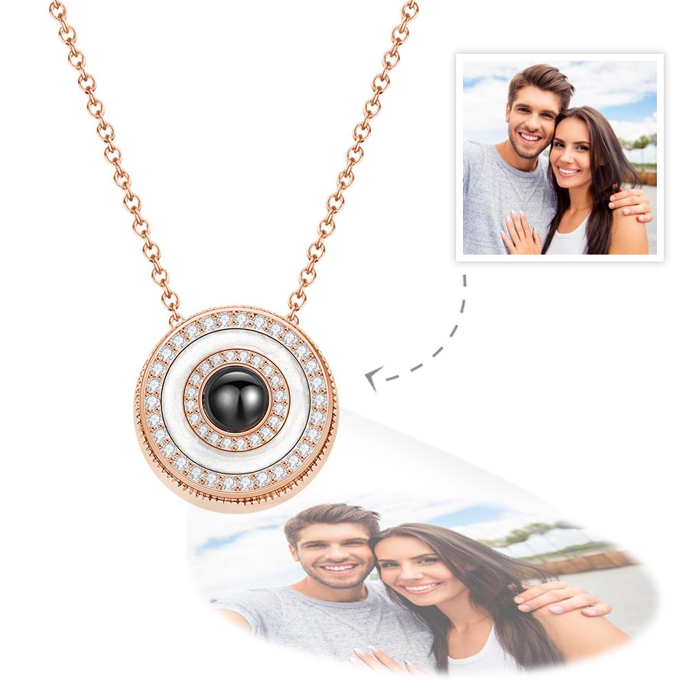 Custom Halo Photo Projection Necklace Copper