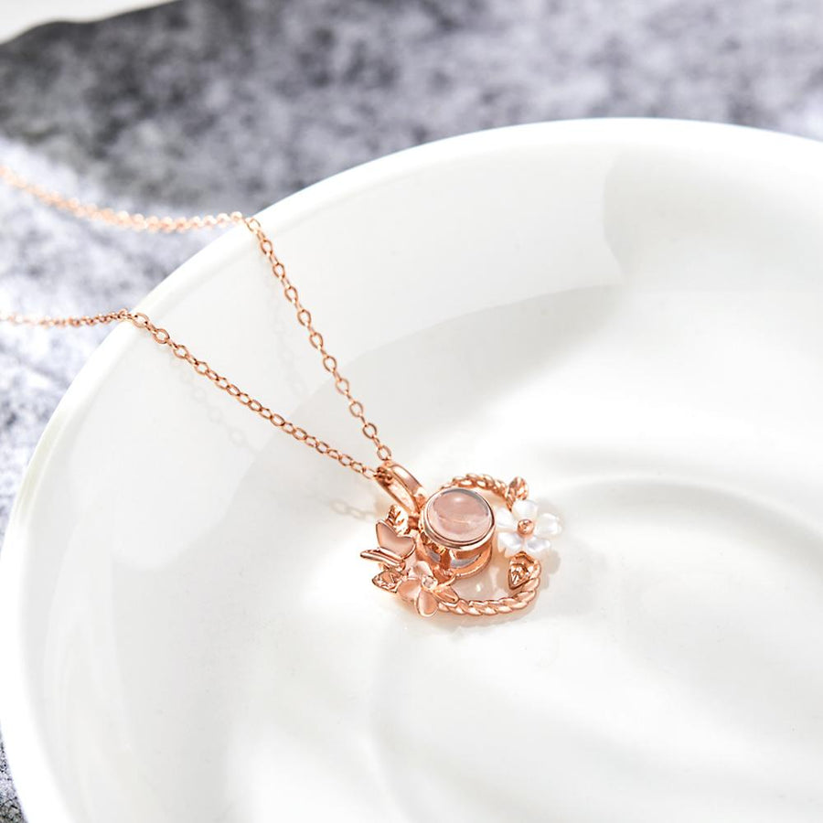 Custom Projection Necklace Heart-shaped Flowers Design Gifts