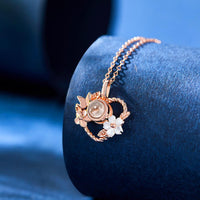 Custom Projection Necklace Heart-shaped Flowers Design Gifts