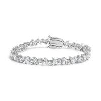14K White Gold 7 1/2 Cttw Alternating Round and Pear Lab Grown Diamond Tennis Bracelet - 7 inches