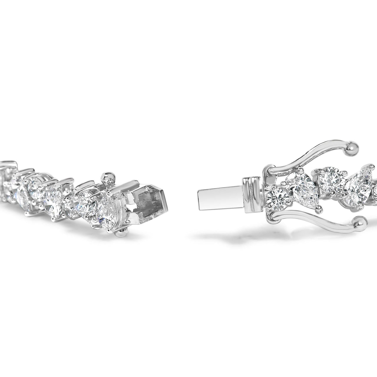 14K White Gold 7 1/2 Cttw Alternating Round and Pear Lab Grown Diamond Tennis Bracelet - 7 inches"
