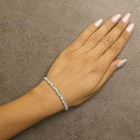 14K White Gold 7 1/2 Cttw Alternating Round and Pear Lab Grown Diamond Tennis Bracelet - 7 inches