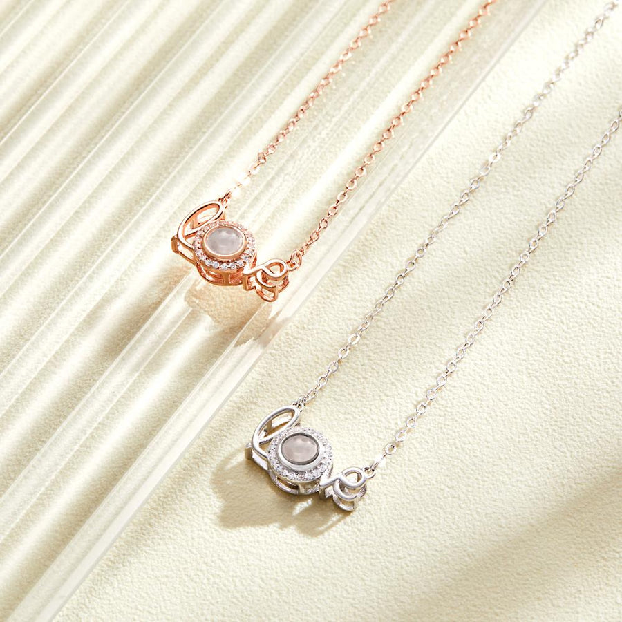 Custom Love Projection Necklace Personalized Picture Jewelry Silver