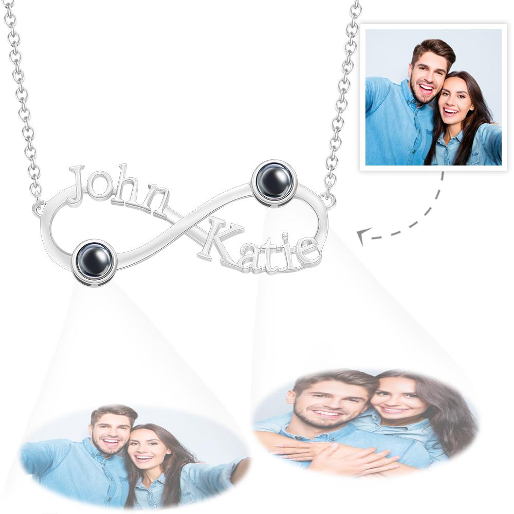 Custom Engraved Projection Necklace Infinity Symbol Commemorate Gifts