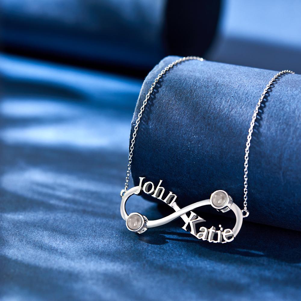 Custom Engraved Projection Necklace Infinity Symbol Commemorate Gifts