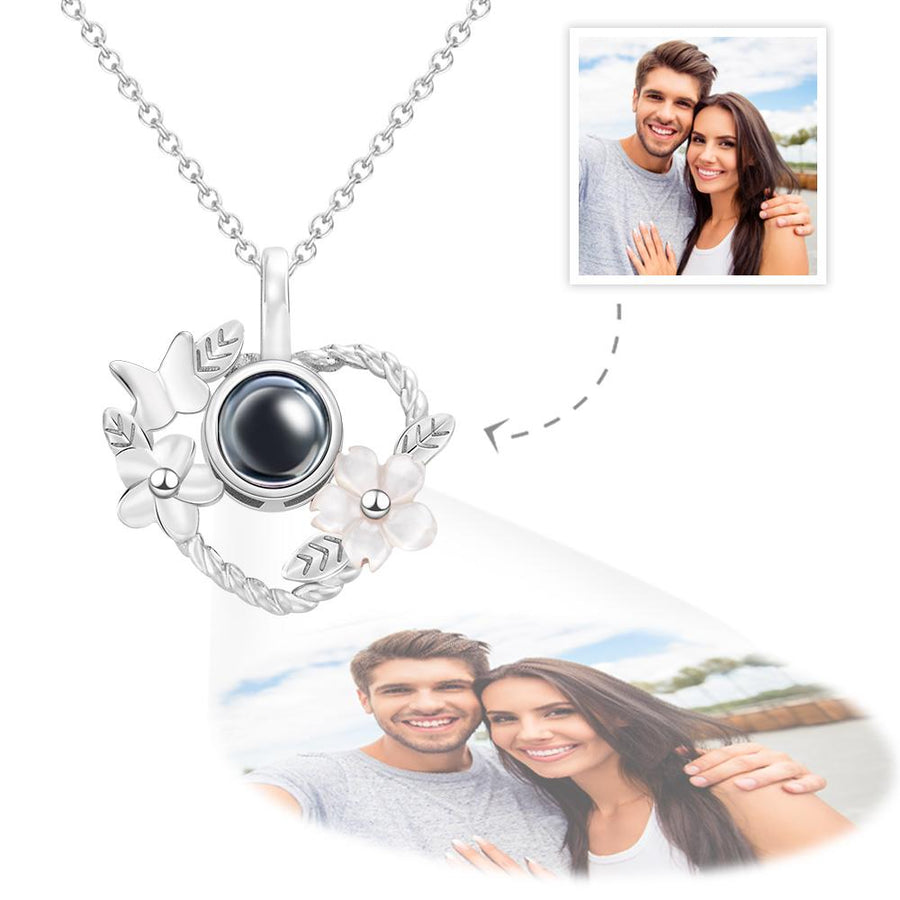 Custom Projection Necklace Heart-shaped Flowers Design Gifts