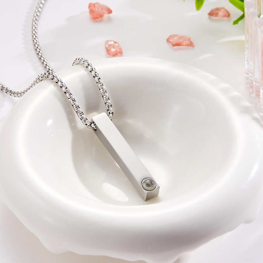 Photo Projection 3D Bar Necklace Vertical Bar Necklace Gifts For Father