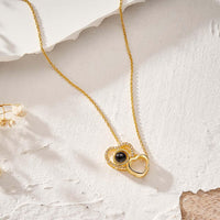 Custom Double Heart Photo Projection Necklace Personalized Picture Inside Pendant Memorial Jewelry