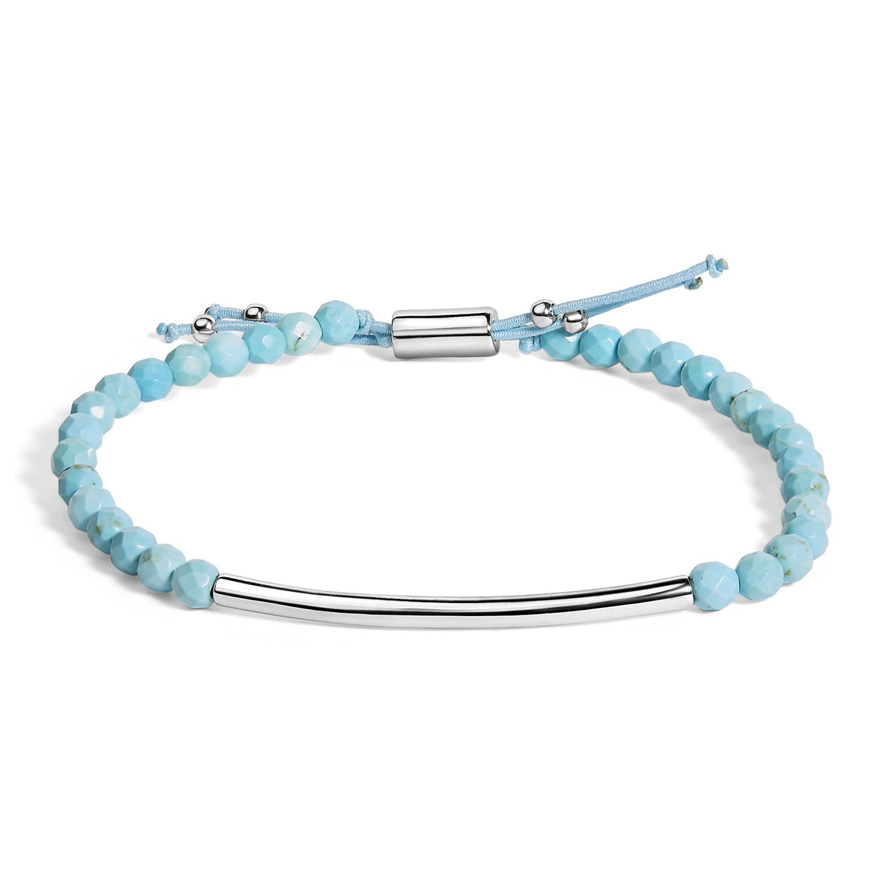 Sterling Silver Turquoise Beads Station Bracelet with Bolo Clasp
