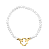 18K Yellow Gold Vermeil Pearl Infinity Lock Tennis Bracelet