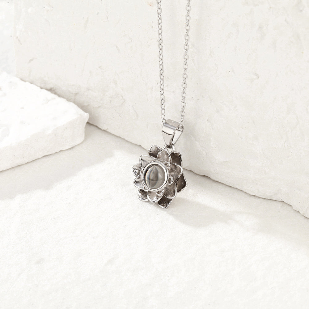 Personalized Projection Necklace Lotus Pendant Photo Necklace
