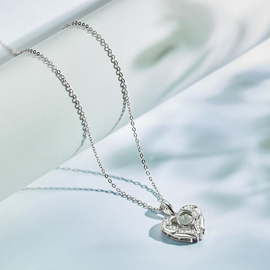 Personalized Angel Wings Photo Projection Necklace