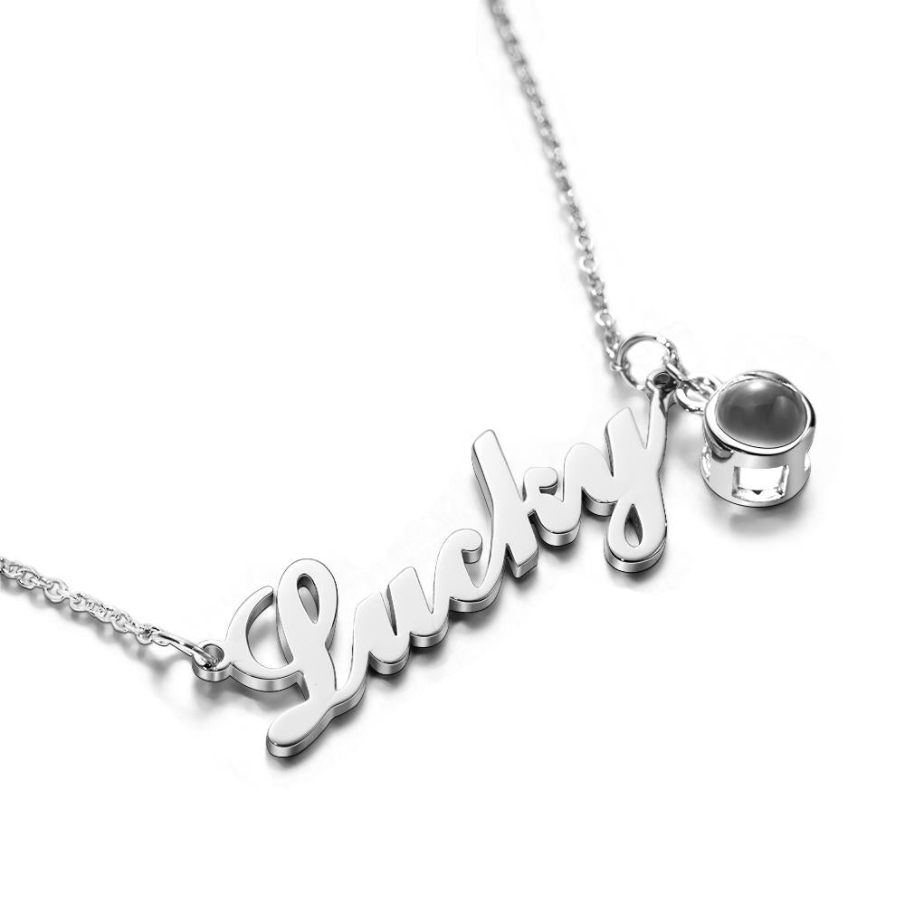 Custom Signature Lucky Name And Picture Projection Necklace Great Gift