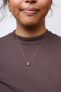 18K Rose Gold 5/8 Cttw White and Brown Diamond Accent and 7 x 4mm Oval Blue Sapphire Gemstone Statement Halo Cluster Pendant Necklace (Brown and G-H Color, SI1-SI2 Clarity) - Adjustable up to 16