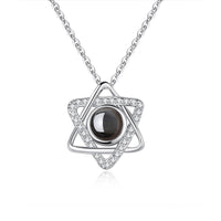 Custom Hexagram Pendant Projection Photo Necklace 925 Sterling Silver
