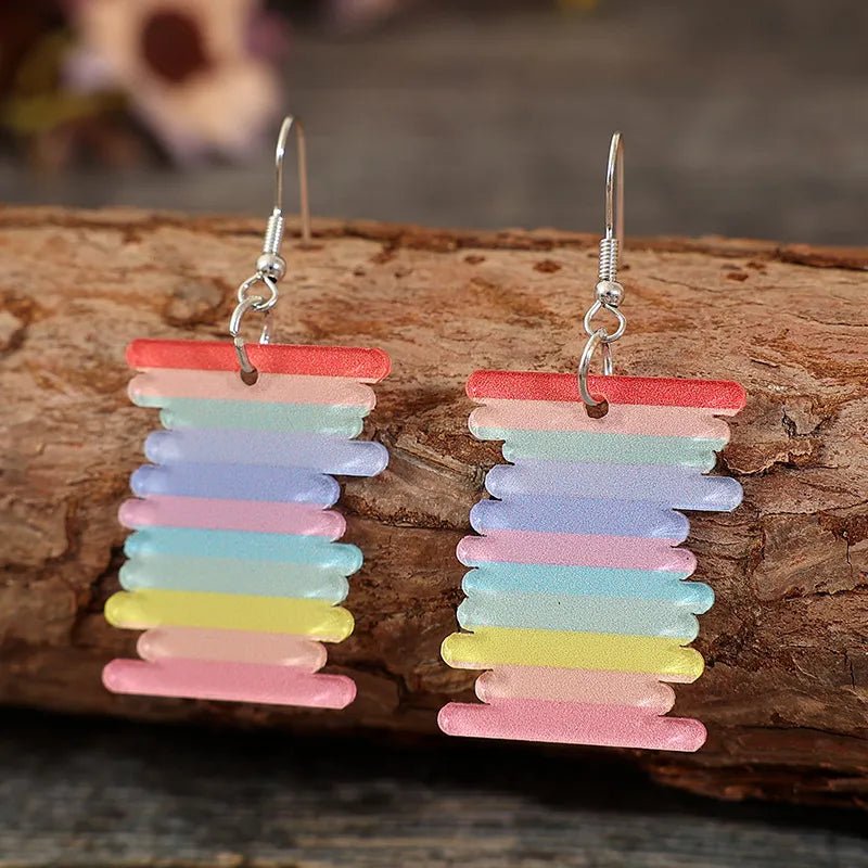 Acrylic Rainbow Dangle Earrings - Coolpeacock